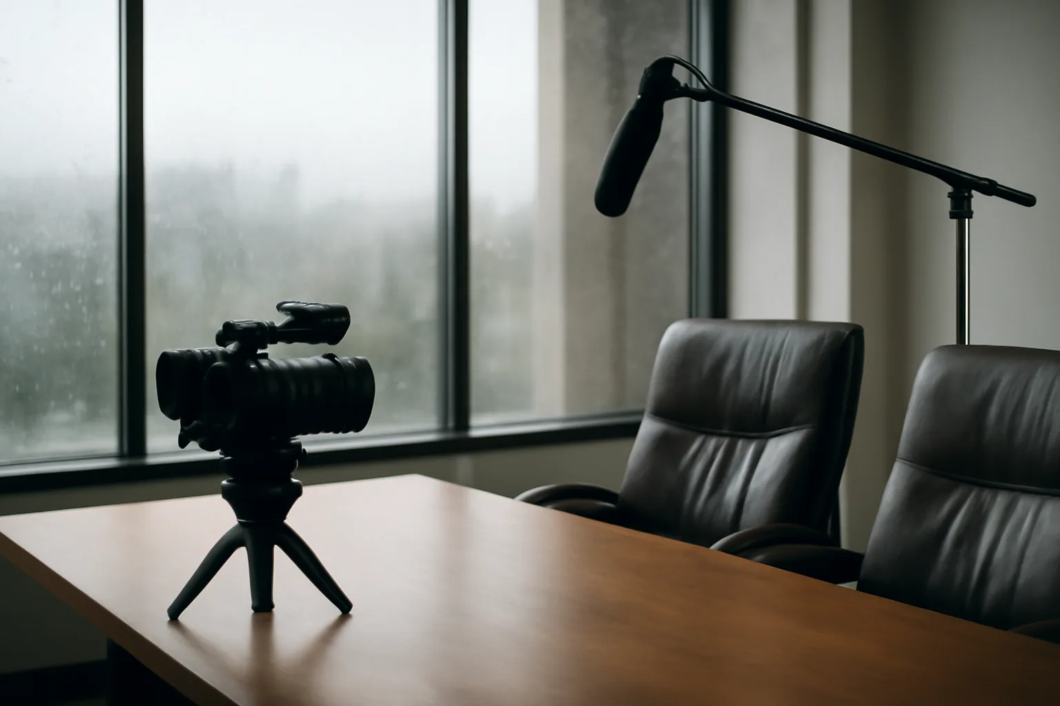 Camera and microphone set up for a legal videographer deposition in Connecticut