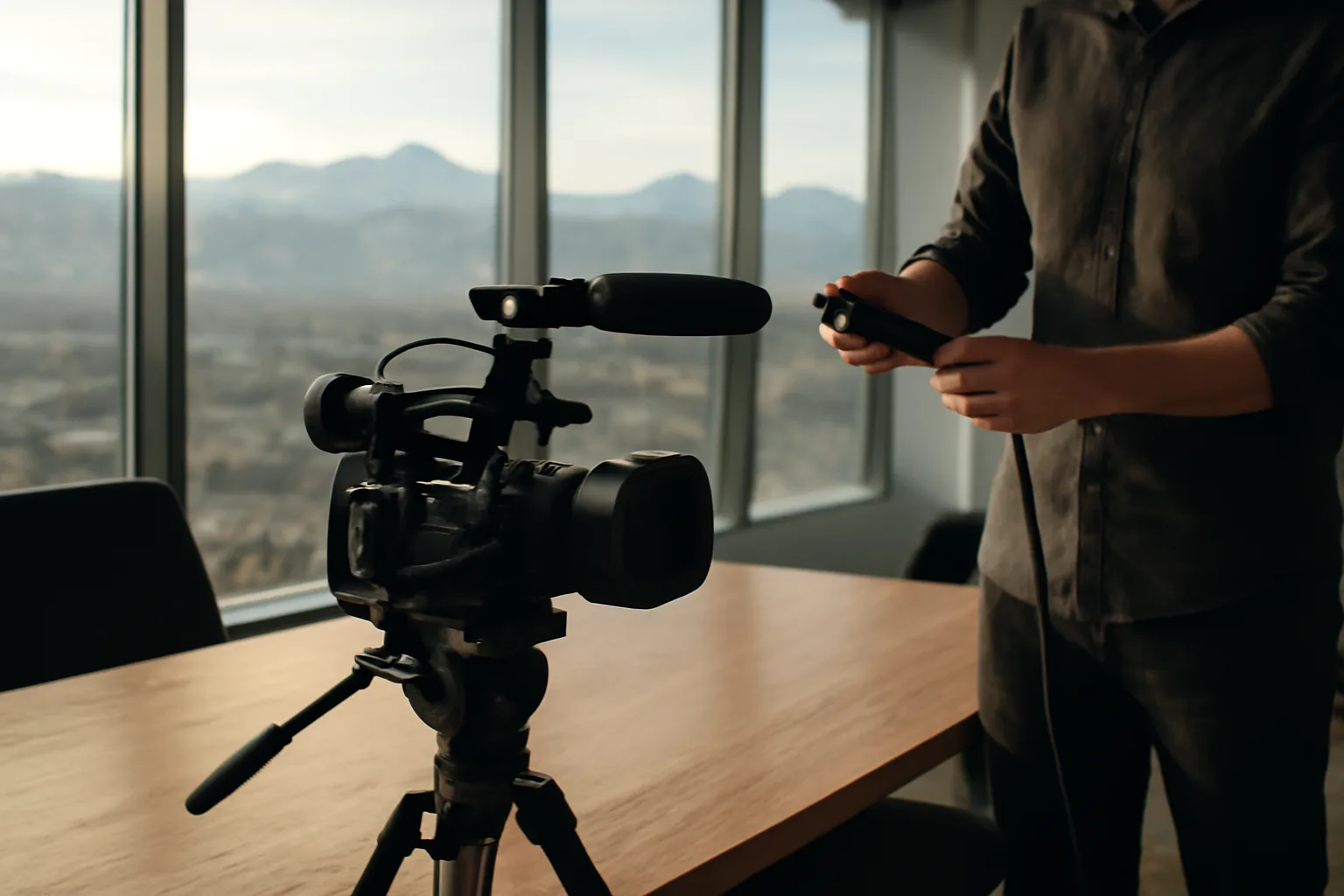 Camera and tripod set for a legal videographer job in Denver